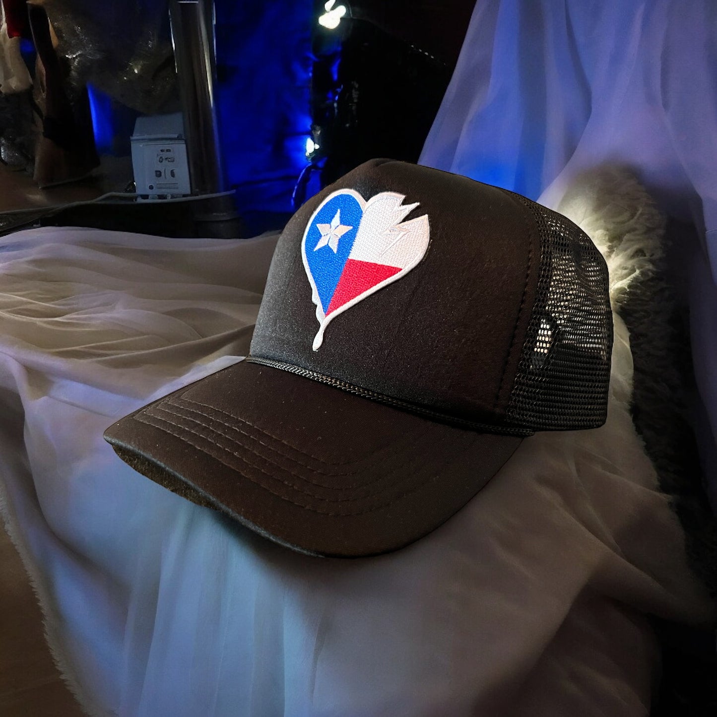 Crooked Heart Over Texas Trucker Cap (Black)