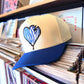 Crooked Hearted Stripes Cap (White/Blue)